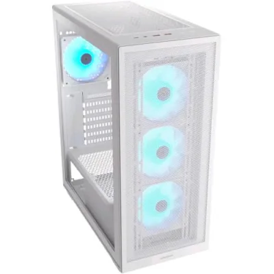 Cougar Gaming MX220 Case ATX Midi Tower RGB White Pannelo Frontale Ventilato Magnetico Pannello Laterale in Vetro Temperato 4 Ventole ARGB 120mm Preinstallate Bianco