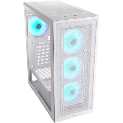 Cougar Gaming MX220 Case ATX Midi Tower RGB White Pannelo Frontale Ventilato Magnetico Pannello Laterale in Vetro Temperato 4 Ventole ARGB 120mm Preinstallate Bianco