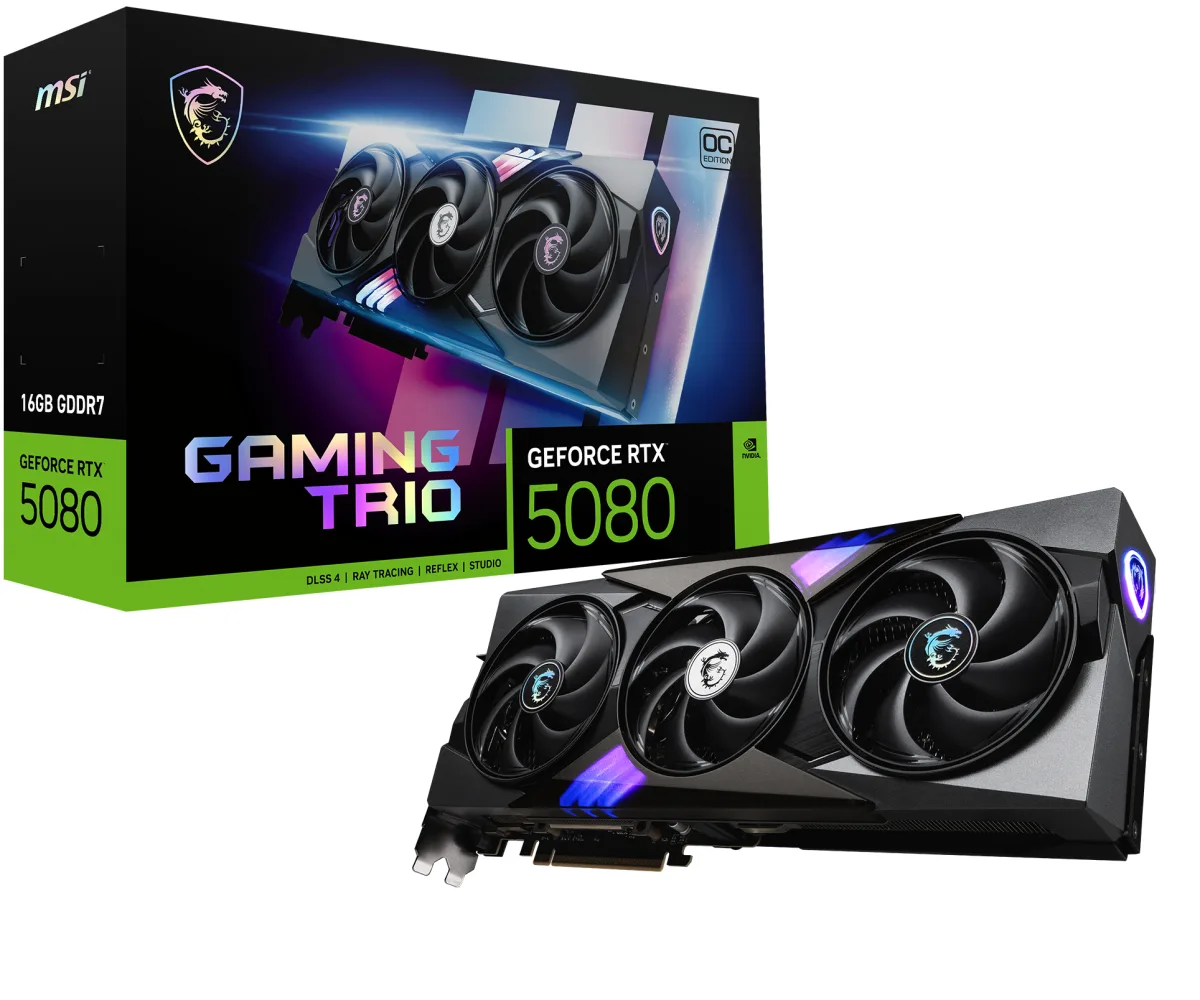 VGA MSI RTX 5080 GAMING TRIO OC 16GB GDDR7 256BIT 1H/3DP
