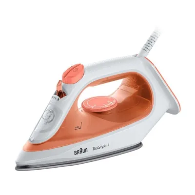 Braun Texstyle 1 SI1009OR Ferro a Vapore 1.900 W Piastra Antiaderente Serbatoio 220 ml Vapore Continuo Bianco Arancione