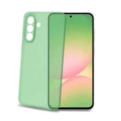 Celly Samsung Galaxy A57 5G Cover Morbida in Tpu con Tasti e Bordo Fotocamera Colore a Contrasto Effetto Sabbiato Trasparente Verde