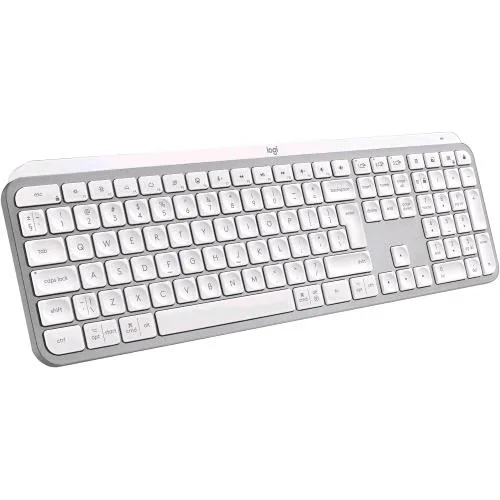 Logitech MX Keys S Tastiera Wireless Bluetooth Profilo Basso Tasti Programmabili Layout Italiano Qwerty USB-C Grigio Chiaro