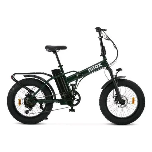 Nilox X8 Pro Bici Elettrica Pieghevole 250W Ruote da 20" x 4" Velocita' 25 KM/H Autonomia 70 KM Display LED con 5 Livelli di Assistenza Verde