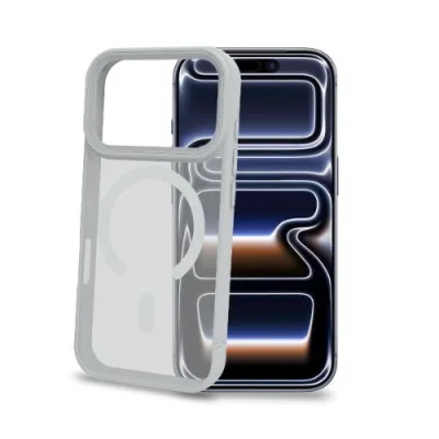 Celly Apple iPHONE 18 Pro iPHONE 17 Pro Cover Morbida Trasparente con Bordi Effetto Opaco Magsafe Argento