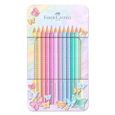 Faber Castell Sparkle Pastel Pastello Fusto Triangolare Mina 3.3 mm Colori Assortiti Conf 12 Pz.