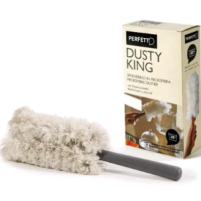 Perfetto Dusty King Piumino Polvere con Filato Tecnico + 3 Ricambi Manico Removibile Colori Assortiti