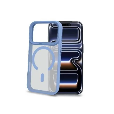 Celly Apple iPHONE 18 Pro iPHONE 17 Pro Cover Morbida Trasparente con Bordi Effetto Opaco Magsafe Azzurro
