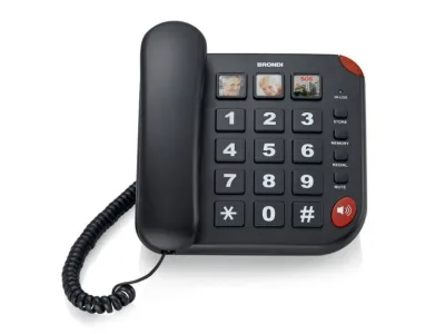 Brondi Bravo Telefono da Tavolo Tasti Grandi Vivavoce Tasto Sos 3 Memorie Dedicate Colore Nero