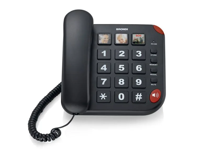Brondi Bravo Telefono da Tavolo Tasti Grandi Vivavoce Tasto Sos 3 Memorie Dedicate Colore Nero