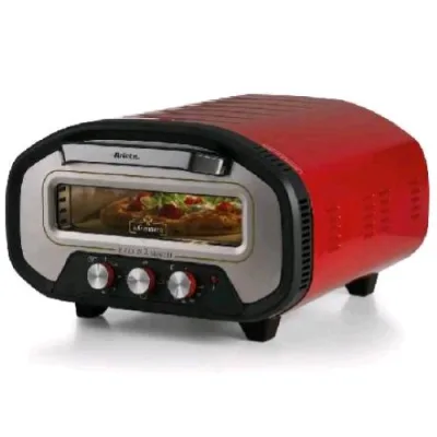 Ariete 3901 da Gennaro Forno per Pizza 2200W Temperatura Regolabile fino a 430 Gradi Piano in Pietra Refrattaria 2 Minuti di Cottura Rosso