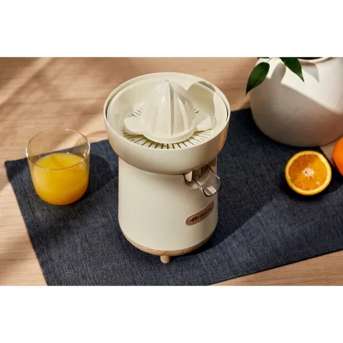 Ariete 417 Breakfast Wood Spremiagrumi Elettrico 40 W 2 Coni Beccuccio Antigoccia Design Retro' Beige