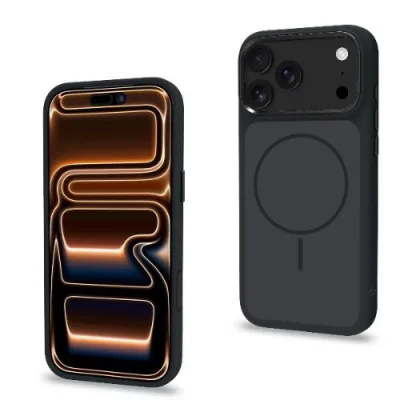 Celly Apple iPHONE 18 Pro Max / iPHONE 17 Pro Max Cover Magsafe con Retro in Vetro Temperato con Bordi Morbidi Liquid Silicone Cornice in Metallo per le Fotocamere Nero