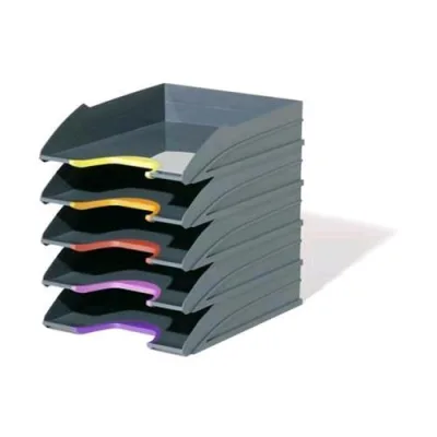 Durable Varicolor Tray Set Vaschetta Portacorrispondenza in Plastica 255X330X55 mm Col. Grigio Conf 5 Pz.