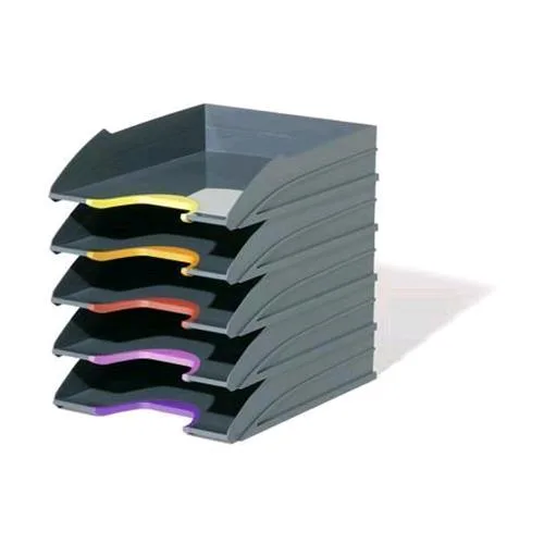Durable Varicolor Tray Set Vaschetta Portacorrispondenza in Plastica 255X330X55 mm Col. Grigio Conf 5 Pz.