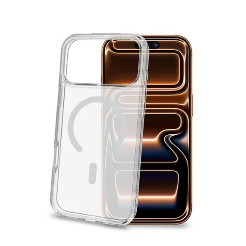 Celly Apple iPHONE 18 Pro Max iPHONE 17 Pro Max Cover in Morbido Tpu Trasparente Magsafe Anello Magnetico Argento