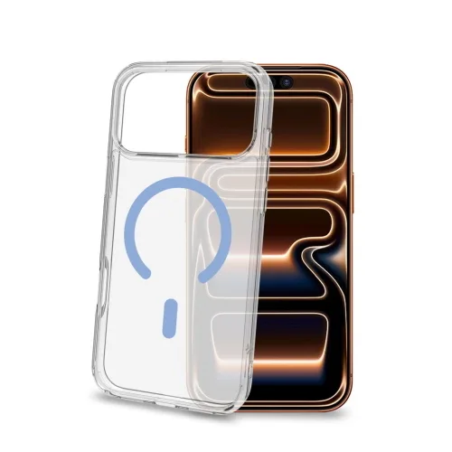Celly Apple iPHONE 18 Pro Max iPHONE 17 Pro Max Cover in Morbido Tpu Trasparente Magsafe Anello Magnetico Azzurro
