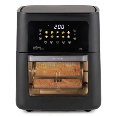 Ariete 4641 Air Fryer Oven + Grill Friggitrice Ad Aria + Forno con Grill 1.800W 12 l 10 Programmi Cottura su 3 Livelli Girarrosto Cestello Rotante Nero