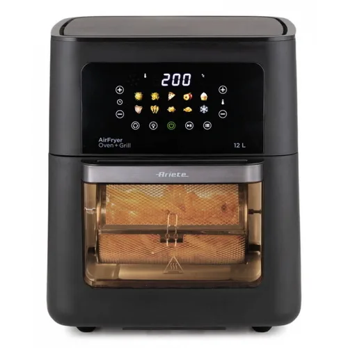 Ariete 4641 Air Fryer Oven + Grill Friggitrice Ad Aria + Forno con Grill 1.800W 12 l 10 Programmi Cottura su 3 Livelli Girarrosto Cestello Rotante Nero