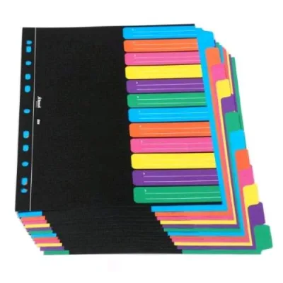 King Mec Divisori Dox in Cartoncino 240 g 12 Posizioni 210X297 mm Perforazione Universale Colori Assortiti Conf 12 Pz.