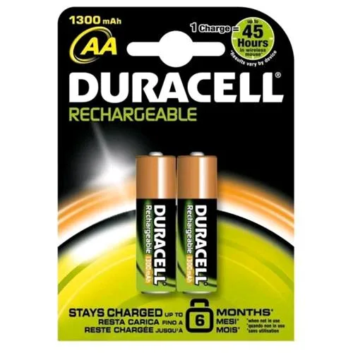 Duracell AA Stay Charged Batteria Ricaricabile Stilo Conf 2 Pz.