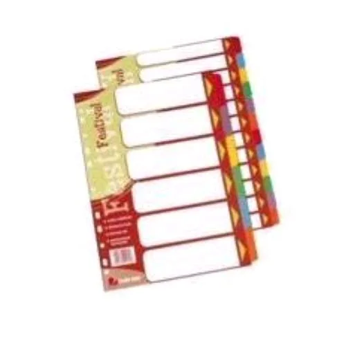 King Mec Divisori Festival in Cartoncino 12 Posizioni 210X297 mm Perforazione Universale Colori Assortiti Conf 12 Pz.