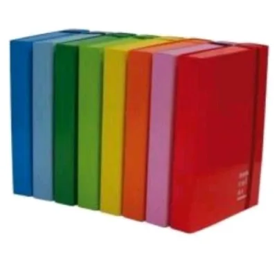 Brefiocart New Color Cartelle C/Elastico Piatto in Cartoncino Plastificato 250X350MM A4 Dorso 3 cm Arancio