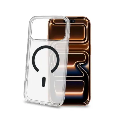 Celly Apple iPHONE 18 Pro Max iPHONE 17 Pro Max Cover in Morbido Tpu Trasparente Magsafe Anello Magnetico Dark Grey