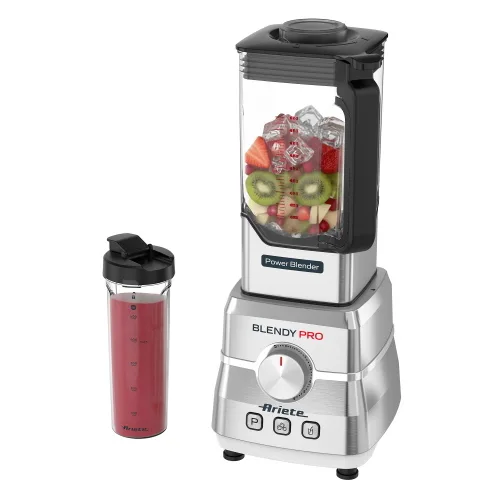 Ariete 577/40 Blendy Pro Frullatore Professionale 1.500 W 6 Lame 2 l Tazza da Viaggio 500ml 3 Programmi Funzione Tritaghiaggio Piedini Antiscivolo Acciaio