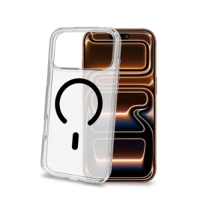 Celly Apple iPHONE 18 Pro Max iPHONE 17 Pro Max Cover in Morbido Tpu Trasparente Magsafe Anello Magnetico Nero