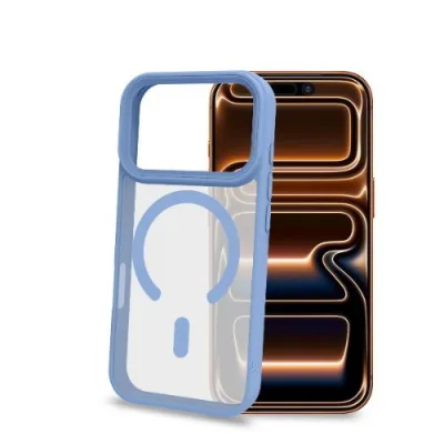 Celly Apple iPHONE 18 Pro Max iPHONE 17 Pro Max Cover Morbida Trasparente con Bordi Effetto Opaco Magsafe Azzurro