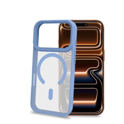 Celly Apple iPHONE 18 Pro Max iPHONE 17 Pro Max Cover Morbida Trasparente con Bordi Effetto Opaco Magsafe Azzurro