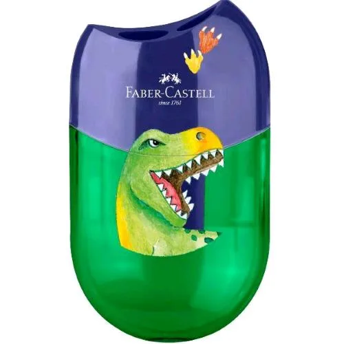 Faber Castell Temperamatite Dinosauro 2 Fori in Plastica con Serbatoio Conf 10 Pz.