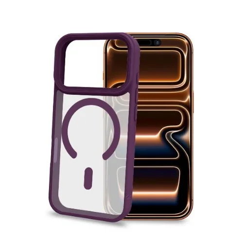 Celly Apple iPHONE 18 Pro Max iPHONE 17 Pro Max Cover Morbida Trasparente con Bordi Effetto Opaco Magsafe Borgogna
