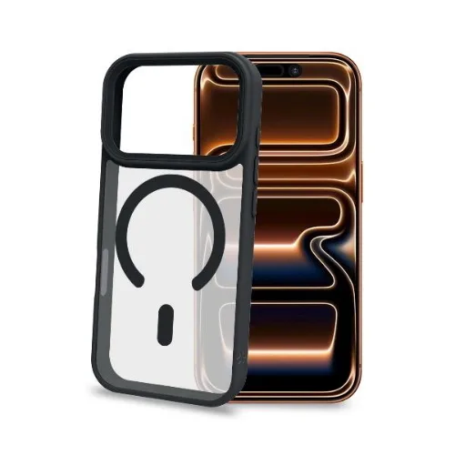 Celly Apple iPHONE 18 Pro Max iPHONE 17 Pro Max Cover Morbida Trasparente con Bordi Effetto Opaco Magsafe Nero