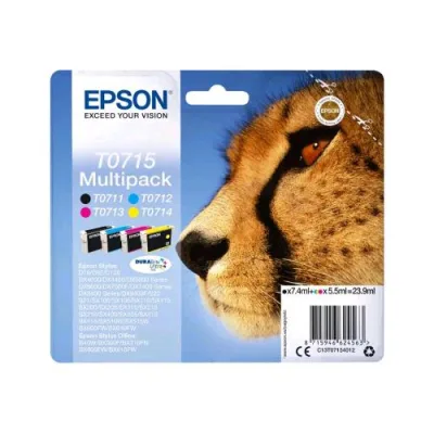 Epson T0715 Multipack Confezione da 4 Cartucce Inkjet Nero Giallo Ciano Magenta per Stylus Stylus DX9400, SX115, SX210, SX215, SX218, SX415, SX515, SX610; Stylus Office BX310, BX610