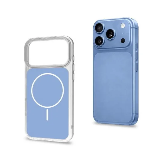 Celly Apple iPHONE 18 Pro Max iPHONE 17 Pro Max Cover Sottile Bordi Trasparenti Magsafe Azzurro