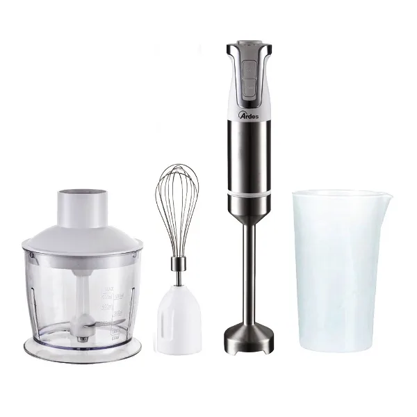 Ardes ARSET01 Trinity Frullatore Ad Immersione 3 in 1 Minipimer Tritatutto e Frusta 2 Velocita' 1000W Bianco