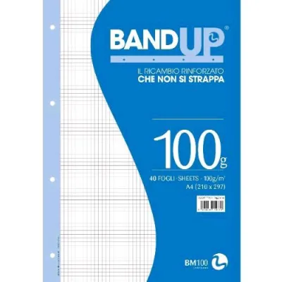 Be More Band Up Ricambi Rinforzati 100 g 210X297 mm 40 Fogli a Quadretti 4M Bianco