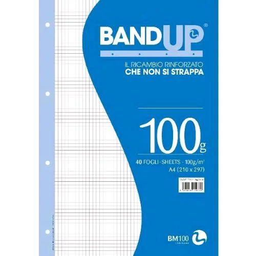 Be More Band Up Ricambi Rinforzati 100 g 210X297 mm 40 Fogli a Quadretti 4M Bianco