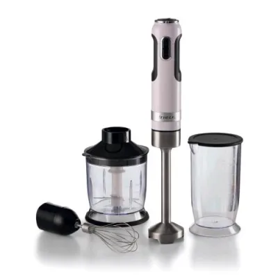 Ariete 602 Moderna Frullatore Ad Immersione in Acciaio Inox 1000 W 10 Velocita' + Turbo Bicchiere 700 ml Tritatutto e Frusta con Accessori Bianco