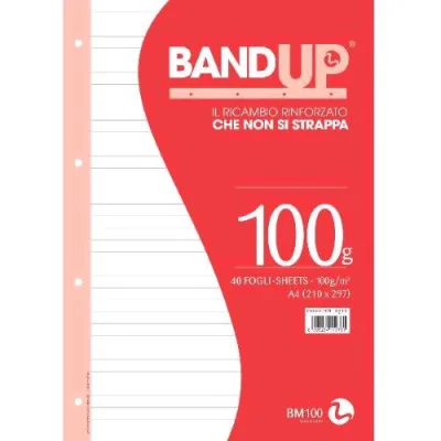 Be More Band Up Ricambi Rinforzati 100 g 210X297 mm 40 Fogli a Righe 1R Bianco