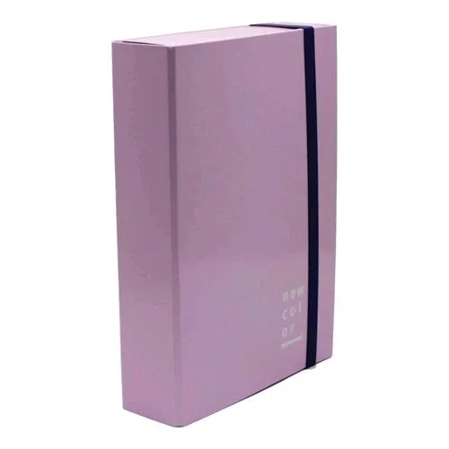 Brefiocart New Color Cartelle C/Elastico Piatto in Cartoncino Plastificato 250X350MM A4 Dorso 10cm Col. Rosa
