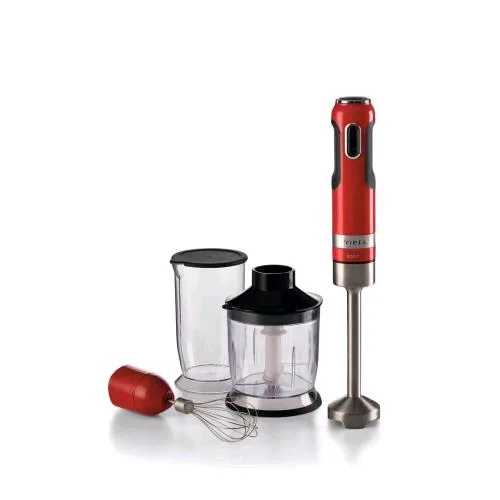 Ariete 602 Moderna Frullatore Ad Immersione in Acciaio Inox 1000 W 10 Velocita' + Turbo Bicchiere 700 ml Tritatutto e Frusta con Accessori Rosso