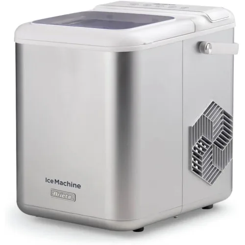 Ariete 651 Ice Machine Macchina per il Ghiaccio Formato Piccolo e Grande 9 Cubetti in 6 Minuti 12 kg in 24 Ore 170 W 1.4 l Funzione Autopulizia Acciaio