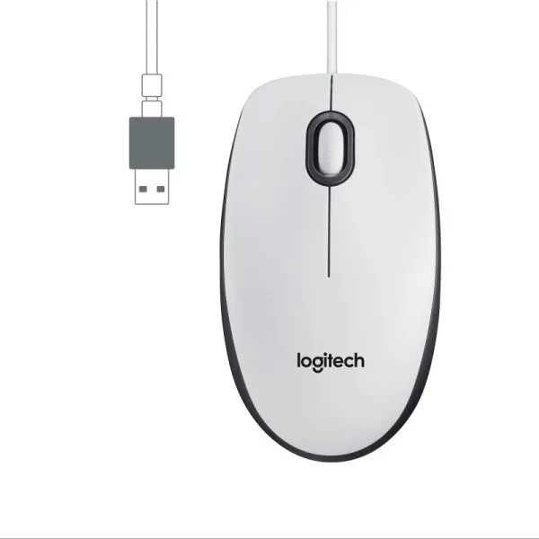 Logitech M100 Mouse USB Standard Ottico Ambidestro 1.000 DPI Bianco