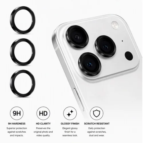 Celly Apple iPHONE 18 Pro/ iPHONE 18 Pro Max Vetro per Fotocamera 9H Ad Anelli Singoli