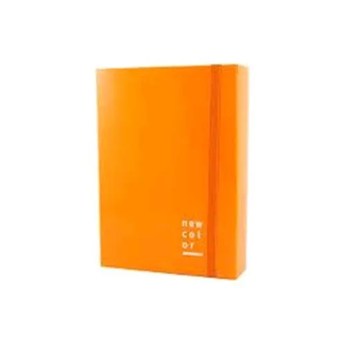 Brefiocart New Color Cartelle C/Elastico Piatto in Cartoncino Plastificato 250X350MM A4 Dorso 7cm Col. Arancio