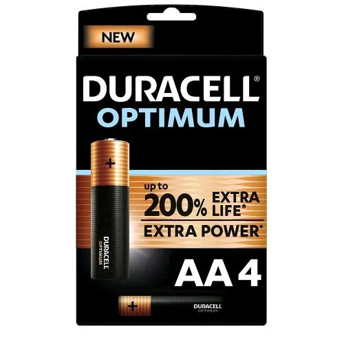 Duracell Optimum Batterie Stilo AA Alcaline Conf 4 Pz.