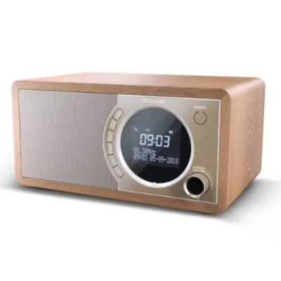 Sharp DR450 Radio Digitale Dab/Dab+/FM con RDS Bluetooth 4.2 20 Stazioni Memorizzabili Sveglia Display LCD Design Retro' Marrone