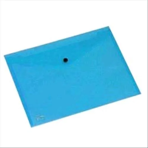 King Mec Pull Busta con Bottone in PP CM 24.3X33 A4 Colore Azzurro Trasparente Conf 5 Pz.